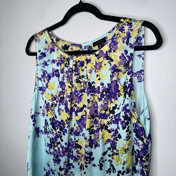 Talbots Women’s 100% Silk Floral Sleeveless Top Blue Multicolor Size 10 - Picture 2 of 5